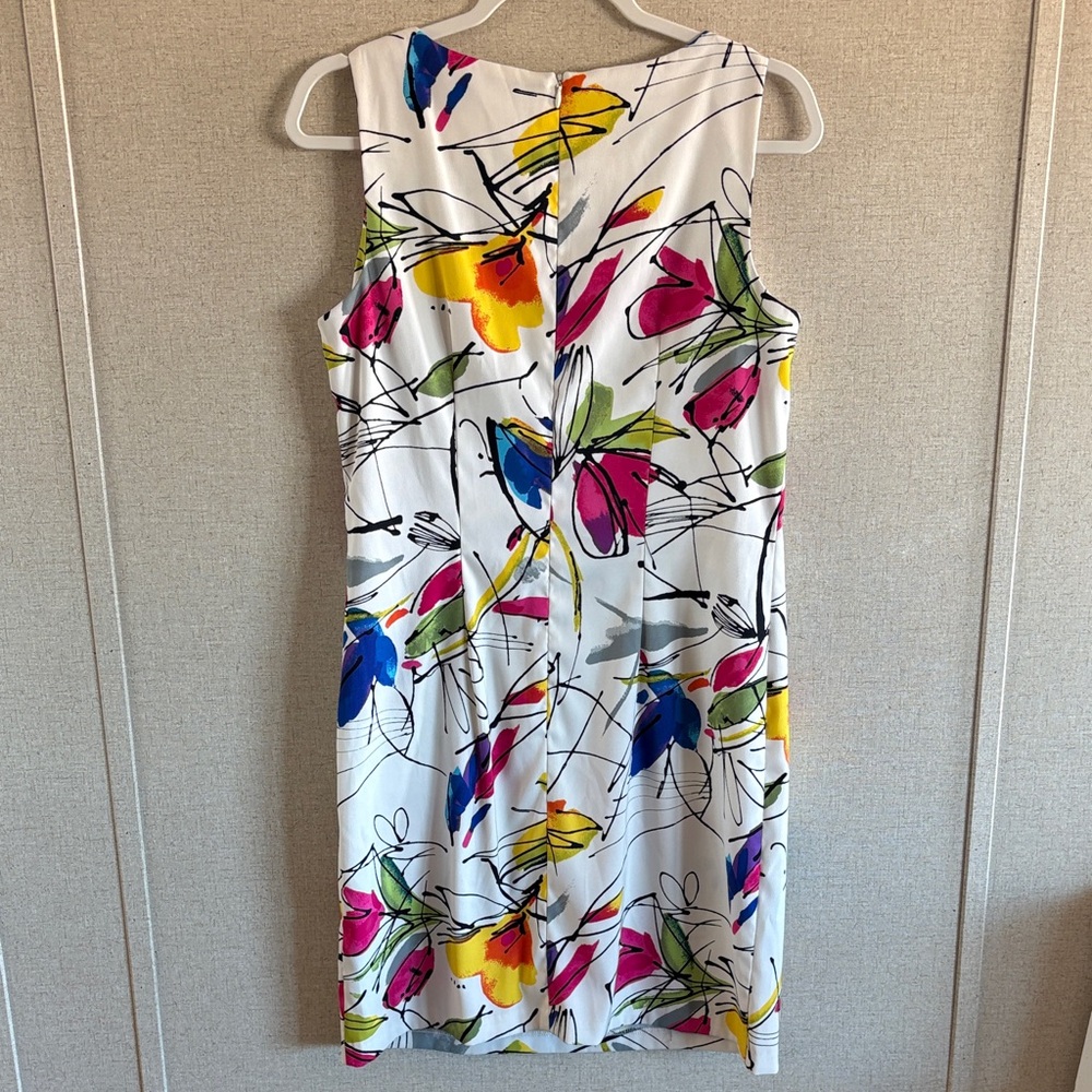 AGB Dress Women’s Sz 12 Colorful Abstract Floral Sheath Career Office Chic - Picture 2 of 15